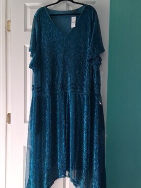 Lane Bryant Teal Dress with Flutter Sleeves